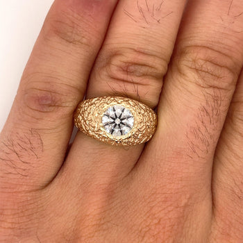 Bague pour homme style pépite en or 14K avec diamant de laboratoire 2 carats – Assay Jewelers