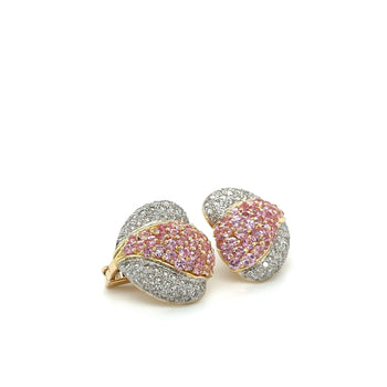 14K Gold Pink Sapphire and Diamond Heart Shaped Cluster Clip On Earrings – Assay Jewelers