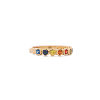 14K Gold Rainbow Multi Color Bezel Set Gemstone Stacking Band Ring – Assay Jewelers