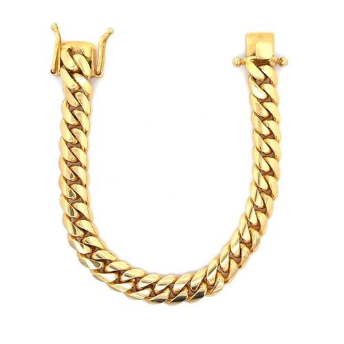 14K Solid Gold Miami Cuban Link Chain Bracelet 4-21.5MM 6-10