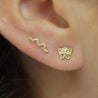 14K Solid Gold Snake Stud Earrings In Screw Back Closure