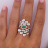 14K White Gold Bypass Diamond & Emerald Snowstorm Ring