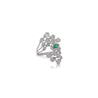 14K White Gold Bypass Diamond & Emerald Snowstorm Ring