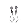 14K White Gold Diamond Halo Forming Circle Hang Drop Earrings