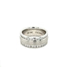 14K White Gold Double Row Diamond Band With Brushed Matte Finish Center