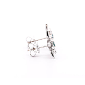 14K White Gold Flower Motif Blue and White Diamond Stud Earrings – Assay Jewelers