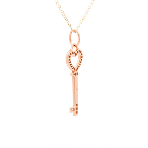 14K White Gold Natural Diamond Key To My Heart Pendant Necklace