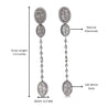 14K White Gold Oval 1 Carat Diamond Cluster Drop Dangle Earrings