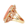 14.24 Carat Pink Opal & Diamond 18K Gold Floral Cocktail Ring
