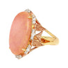 14.24 Carat Pink Opal & Diamond 18K Gold Floral Cocktail Ring