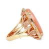 14.24 Carat Pink Opal & Diamond 18K Gold Floral Cocktail Ring