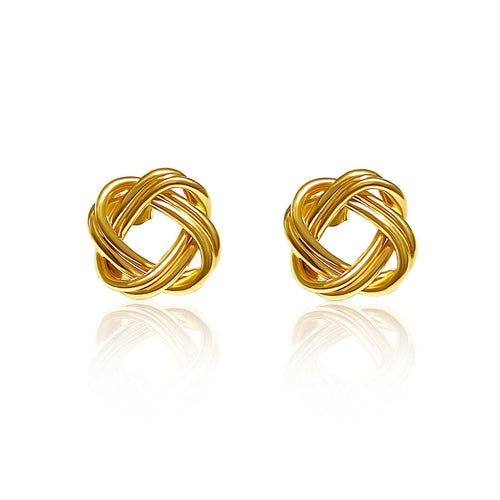 14k Solid Gold Knot Stud Earrings