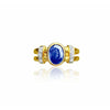 14k Massivgold gespaltene Schiene ovaler Schliff blauer Saphir Ring