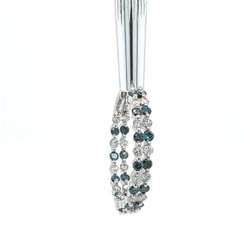 14k White Gold Inside Out Hoop Earrings with White & Blue Diamonds – Assay Jewelers