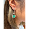 15 Carat Colombian Minor Oil Emerald & Diamond Dangle Earrings in 18K White Gold