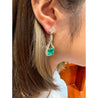 15 Carat Colombian Minor Oil Emerald & Diamond Dangle Earrings in 18K White Gold