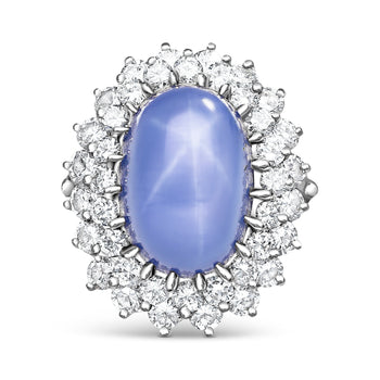 16.30 Carat No Heat Lavender Blue Star-Sapphire in Platinum and 18K Ring – Assay Jewelers