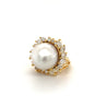 16mm South Sea Pearl and Marquise Cut Diamond Halo in 18k Gold Ring