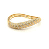 18K Gold Curved Bangle Bracelet With Round Cut Diamonds