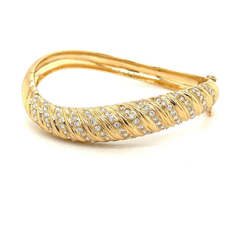 Bracelet jonc courbé en or 18K avec diamants taille ronde – Assay Jewelers