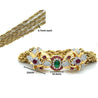 18K Gold & Platinum Double Headed Biting Lion Multi Rope Chain Bracelet With Emeralds, Diamonds, & Rubies