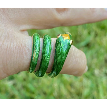 18K Gold and Green Enamel Snake Ring – Assay Jewelers