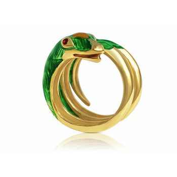 18K Gold and Green Enamel Snake Ring – Assay Jewelers