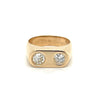 18K Solid Gold 0.80 Carat Natural 2 Stone Bezel Set Diamond Ring