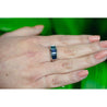 18K Solid White Gold Channel Set Baguette Cut Blue Sapphire Band Ring