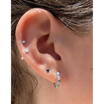 18K White Gold 0.50 CT Blue & White Diamond Inside Out Huggie Hoop Earrings – Assay Jewelers