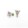 18K White Gold 2 Carat Cabochon Emerald and Diamond Butterfly Drops Earrings