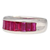 18K White Gold Channel Set Natural Baguette Cut 1-Row Ruby Band Ring