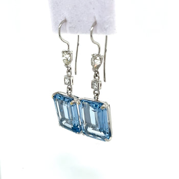 18K White Gold Emerald Cut Spinel & Diamond Drop Earrings – Assay Jewelers