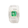 18K White Gold Emerald & Princess Cut Diamond Men's Ring