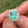 18K White Gold Emerald & Princess Cut Diamond Men's Ring