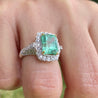 18K White Gold Emerald & Princess Cut Diamond Men's Ring