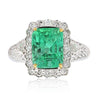 18K White Gold Emerald & Princess Cut Diamond Ring