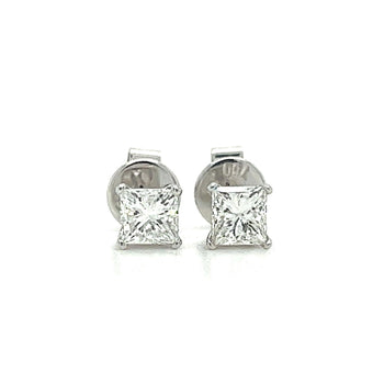 18K White Gold Princess Cut 0.60 Carat 4.5MM Natural Diamond Stud Earrings – Assay Jewelers
