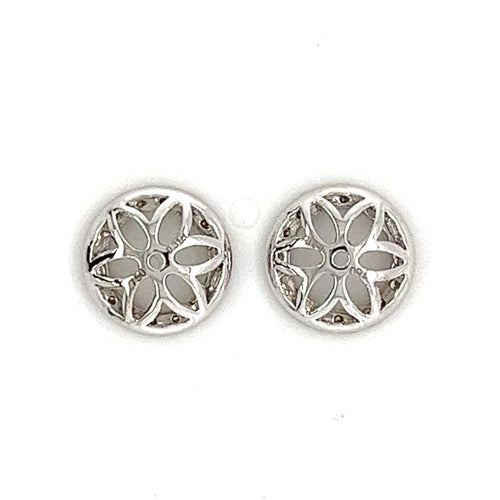 18K White Gold Round cut Diamond Halo Earring Jackets in 10mm and 9mm