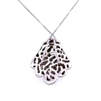 Collier pendentif coquillage pavé en or blanc 18K et diamants – Assay Jewelers