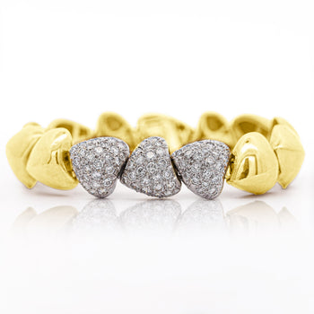 18k Gold Heart Charm Link 3.5 Carat Pave Diamond Bracelet – Assay Jewelers