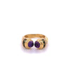 18k Gold Vintage Retro Open Ring With Amethyst, Peridot, and Diamonds