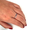 18k White Gold Blue Sapphire and Diamond Thin Bypass Ring