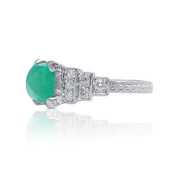 1935 Art Deco Triangle Cut Emerald in Vintage Platinum Ring – Assay Jewelers