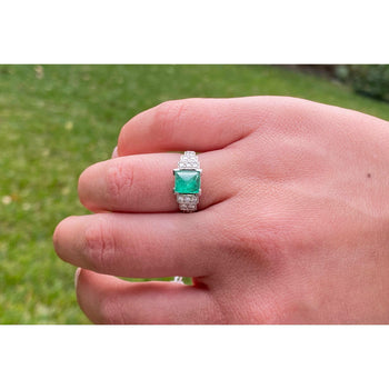 1935 Art Deco Triangle Cut Emerald in Vintage Platinum Ring – Assay Jewelers