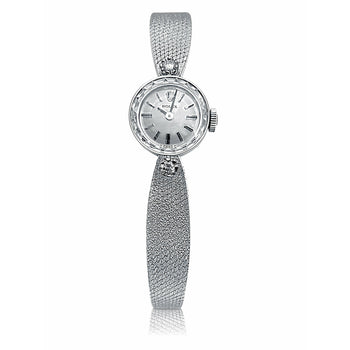 Montre Rolex femme de 1950 en or blanc 14 k, 15 mm, cadran champagne texturé et bracelet intégré. – Assay Jewelers