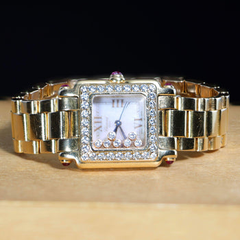 Chopard Happy Sport 27/6851-21/11 Diamond and Ruby 18K Rose Gold Full Set Watch – Assay Jewelers