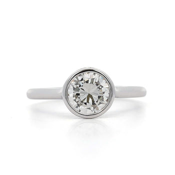 1.01 Carat Round Diamond Vintage Bezel 14K White Gold Solitaire Ring – Assay Jewelers