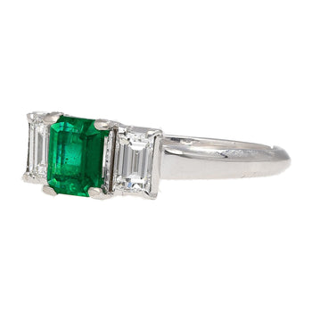 1.07 Carat Square-Cut Emerald and Diamond Three Stone Platinum Ring – Assay Jewelers
