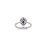 1.14 Carat Oval Deep Blue Sapphire & Round Diamond 18K White Gold Statement Ring